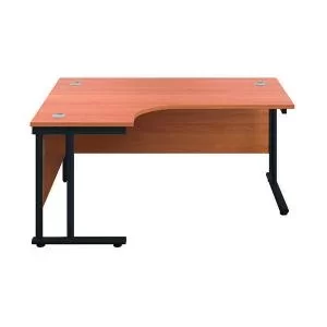Image of Jemini Radial Left Hand Double Upright Cantilever Desk 1600x1200x730mm