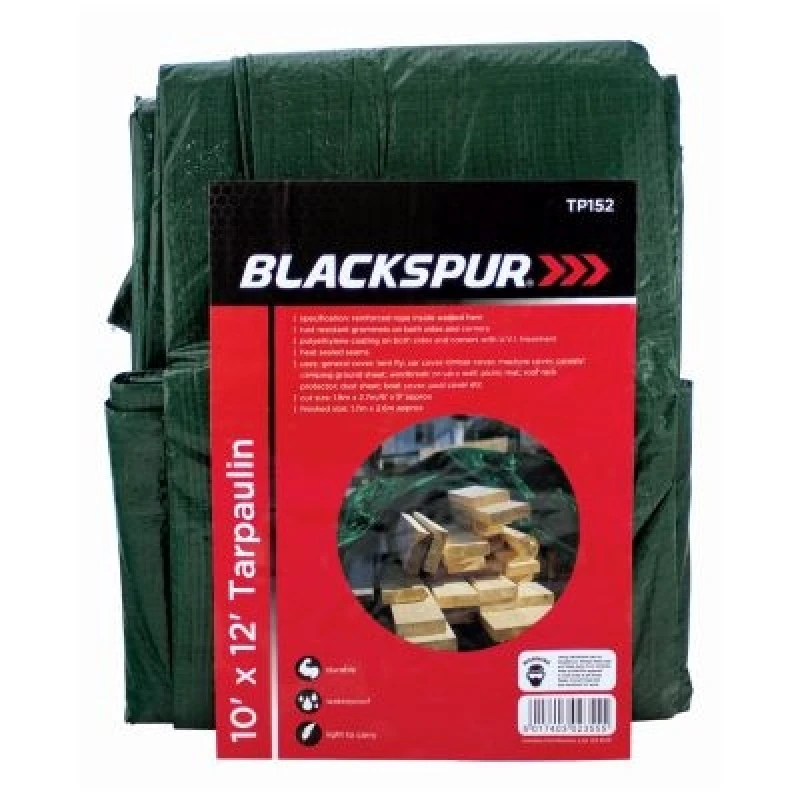 Image of Blackspur 10' X 12' Tarpaulin, Green 13320AWUK