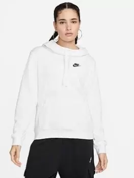Image of Nike NSW Club Fleece Funnel Hoodie - White/Black, Size XL, Women