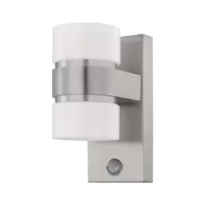 Image of Eglo - Atollari - LED Outdoor Up Down Wall Light with PIR Motion Sensor Stainless Steel, Silver IP44
