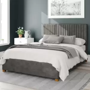 Image of Aspire Grant Upholstered Ottoman Bed Kimyo Linen Granite Double