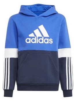 Image of adidas Junior Boys Fleece Hoodie - Blue/Navy, Blue/Navy, Size 5-6 Years