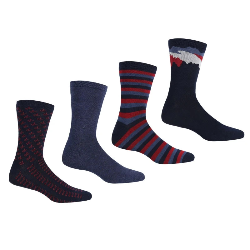 Image of Regatta 4 Pack Lifestyle Socks - Blue Blue 9 - 12 Months