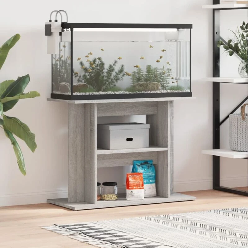 Image of VIDAXL Vidaxl - Aquarium Stand Grey Sonoma 80x35x60cm Engineered Wood 8720845417833