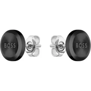 Image of Gents BOSS Yann Black IP CIrcle Earrings