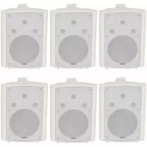 Image of Loops - 6x 180W White Wall Mounted Stereo Speakers 8' 8Ohm loud Premium Audio & Music