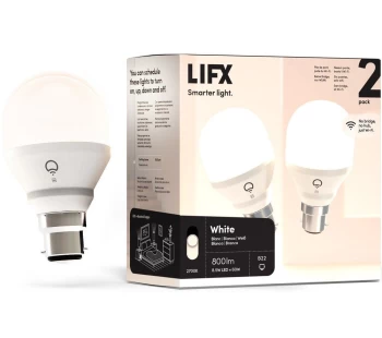 Image of LIFX White Smart LED Light Bulb - B22, Pack of 2