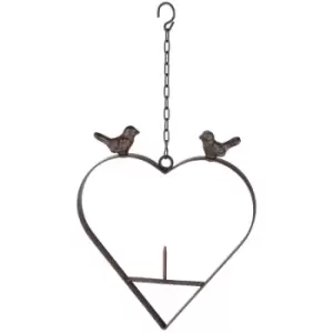 Image of Bird Feeder Heart Shape 23.5cm Brown HI Brown