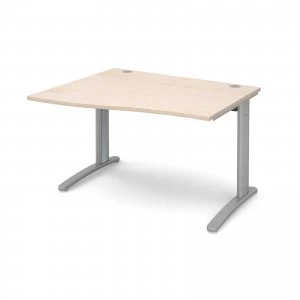 Image of TR10 Left Hand Wave Desk 1200mm - Silver Frame maple Top
