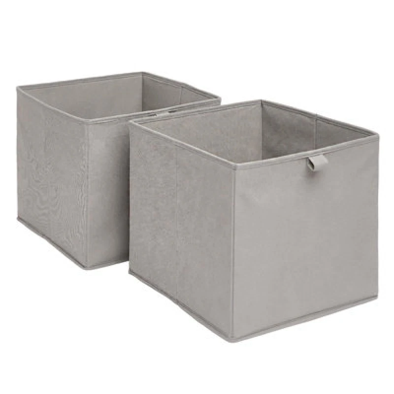 Image of OHS OHS Pack of 2 Plain Folding Cube Storage Boxes in Grey Grey One Size Unisex 5027434143177