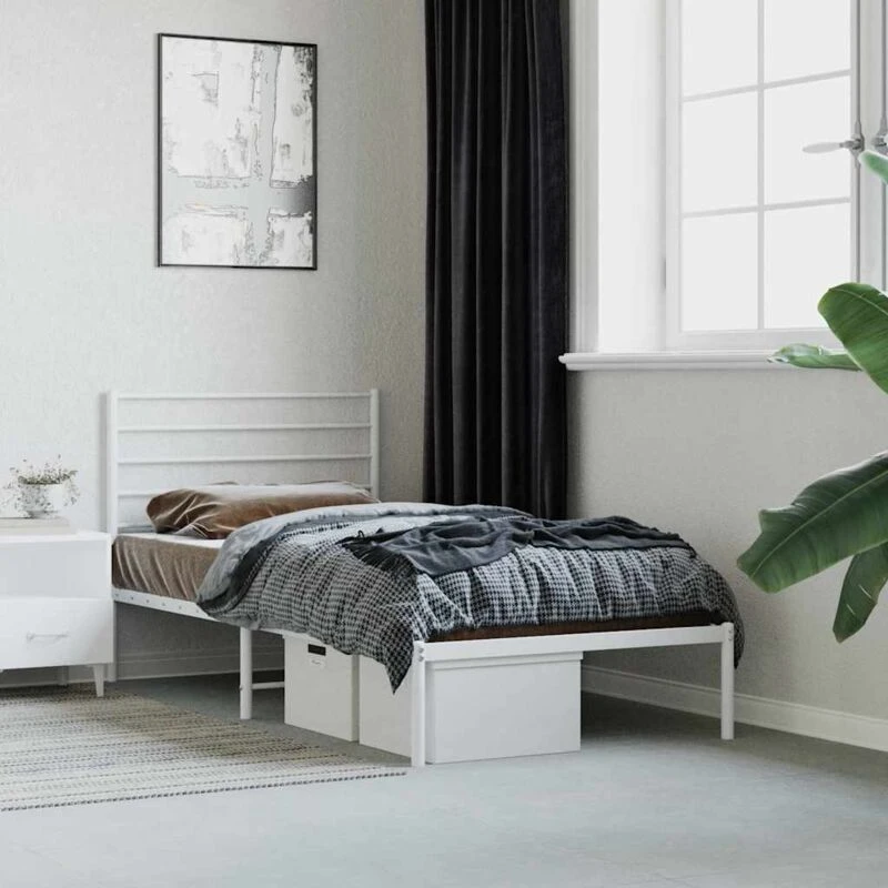 Image of VIDAXL Metal Bed Frame without Mattress with Headboard White 80x200cm Vidaxl 8720845787950