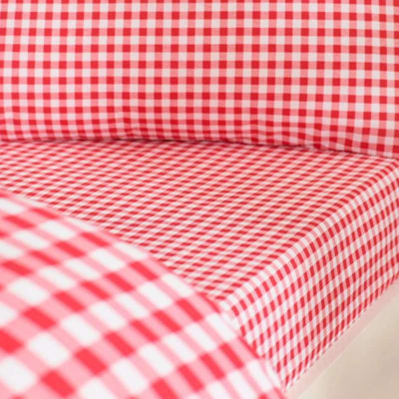 Image of Catherine Lansfield Bamford Gingham Check Bed Linen Fitted Sheet Red