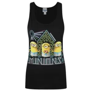 Image of Minions Womens/Ladies Egyptian Tank Top (L) (Black)