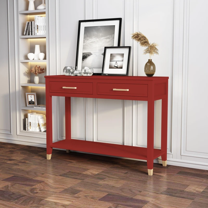 Image of Cabinet Bits Palazzi 2 Drawer Console Table in Red Red Unisex