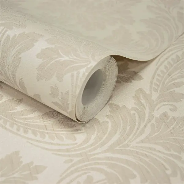 Image of Grandeco Pattano Classical Luxury Damask Wallpaper Taupe
