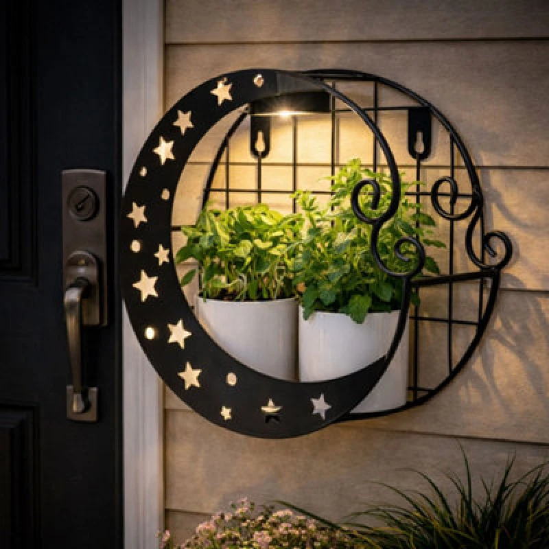 Image of Streetwize Solar Moon Wall Planter Planters 25x25x12cm Black 39392803000