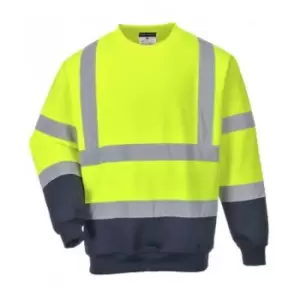 Image of Mens Hi-Vis Two Tone Sweatshirt (xxl) (Yellow/Navy) - Yellow/Navy - Portwest