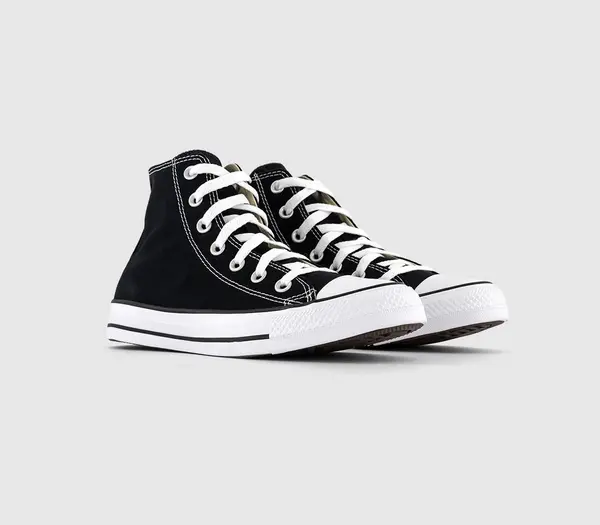 Image of Mens Converse All Star Hi Black Canvas Trainers Black/White, 6.5