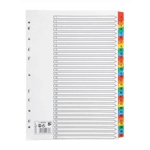 Image of 5 Star Office A4 Index 1 31 Multipunched Mylar Reinforced Multicolour Tabs 150gsm White