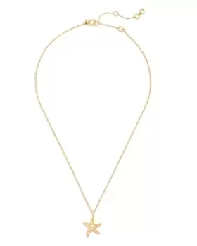 Image of kate spade new york Sea Star Pave Starfish Pendant Necklace in Gold Tone, 16-19
