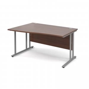 Image of Maestro 25 SL Left Hand Wave Desk 1400mm - Silver Cantilever Frame wa