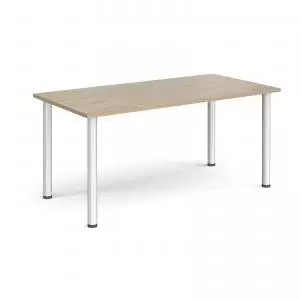 Image of Semi circular silver radial leg meeting table 1600mm x 800mm -