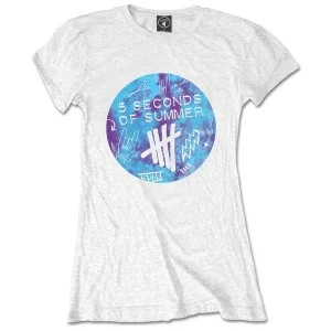 Image of 5 Seconds of Summer - Tie-Dye Scribble Logo Womens Medium T-Shirt - White