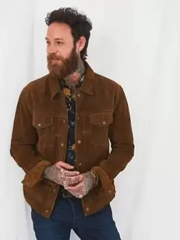 Image of Joe Browns Good Times Suede Jacket - Tan, Size L, Men
