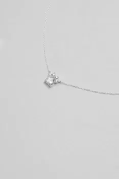 Image of Sterling Silver 925 Cubic Zirconia Paw Print Pendant Necklace