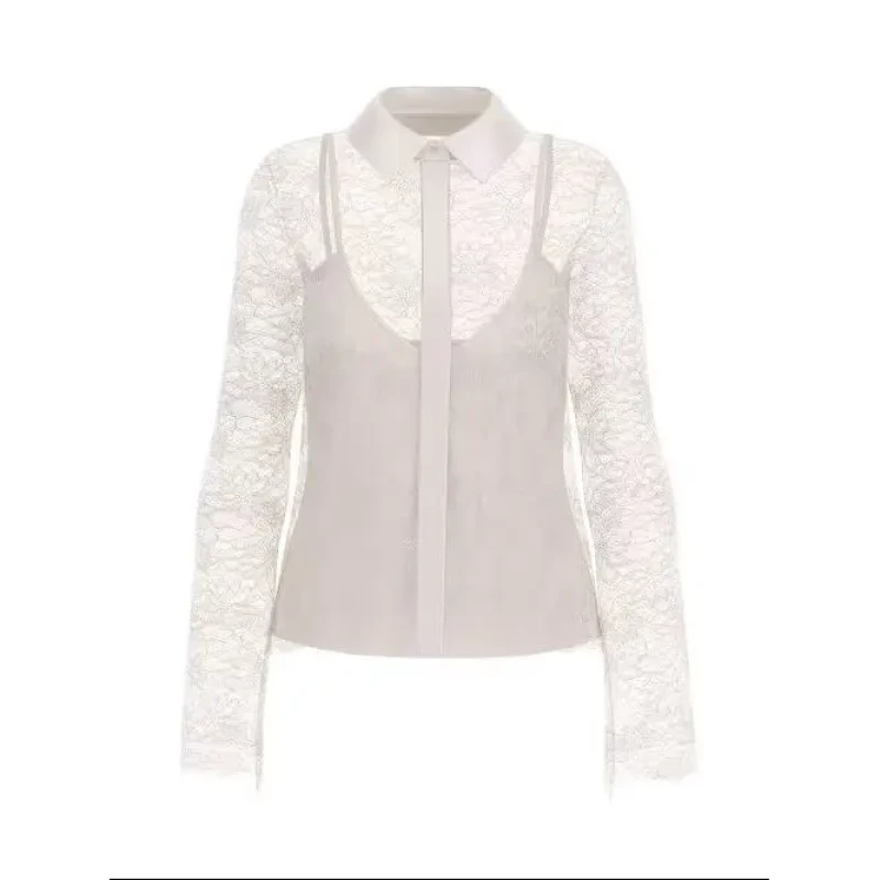 Image of Guess Long sleeve blouse For Her Guess Antoinette Lace Blanc Female M
