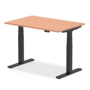 Image of Air 1200 x 800mm Height Adjustable Desk Beech Top Black Leg