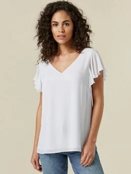 Image of Wallis Frill Sleeve Cami Top - Ivory, Size 8, Women