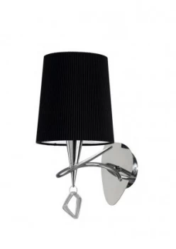 Image of Wall Lamp Switched 1 Light E14, Polished Chrome with Black Shade