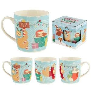 Image of Festive Friends Sloth Christmas New Bone China Mug