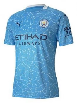 Image of Puma Manchester City Home Short Sleeved Shirt - Blue