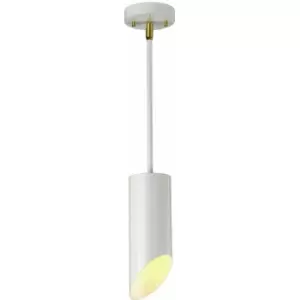 Image of 1 Bulb Ceiling Pendant Light Fitting White Aged Brass Finish LED E27 8W Bulb