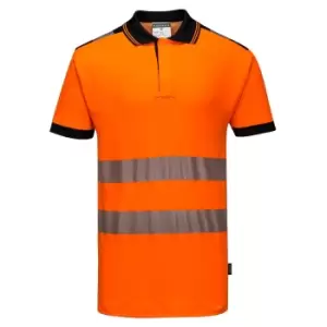 Image of Portwest Mens PW3 Hi-Vis Polo Shirt (3XL) (Orange/Black)