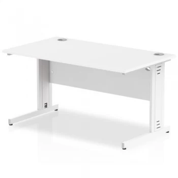 Image of Trexus Rectangular Desk White Cable Managed Leg 1400x800mm White Ref