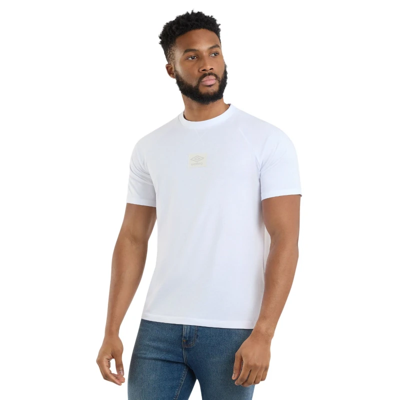 Image of Umbro Umbro Men Layered Box Logo T-Shirt in White Size: Small White S Male 5063470856497