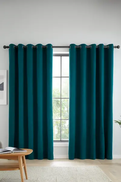 Image of Catherine Lansfield 'Wilson' Blackout Thermal Curtains Green