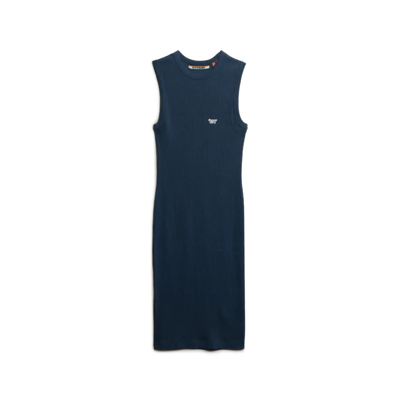 Image of Superdry Womens mid-length ribbed dress Superdry Bleu Female S