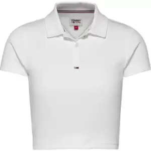 Image of Tommy Jeans Tjw Essential Cropped Rib Polo - White