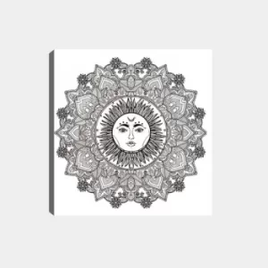 Image of MANDALA41 White Black Decorative Canvas Painting