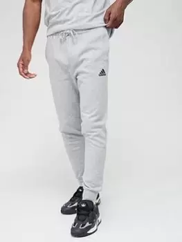 Image of adidas Sportswear Essentials Fleece Regular Tapered Joggers - Grey/Black, Grey/Black, Size L, Men