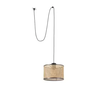 Image of Mambo Black, Rattan Cylindrical Pendant Lamp Ø320 With Plug