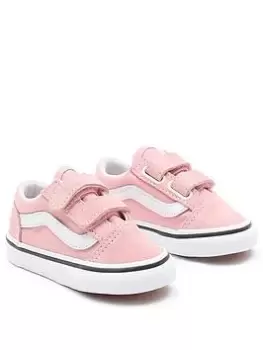 Image of Vans Old Skool Toddler Girl Trainers-Pink/White, Size 6
