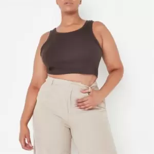 Image of Missguided Plus Size Rib Crop Top - Brown