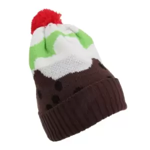 Image of Childrens/Kids Christmas Design Knitted Winter Hat (3 Designs) (One Size) (Christmas Pudding)
