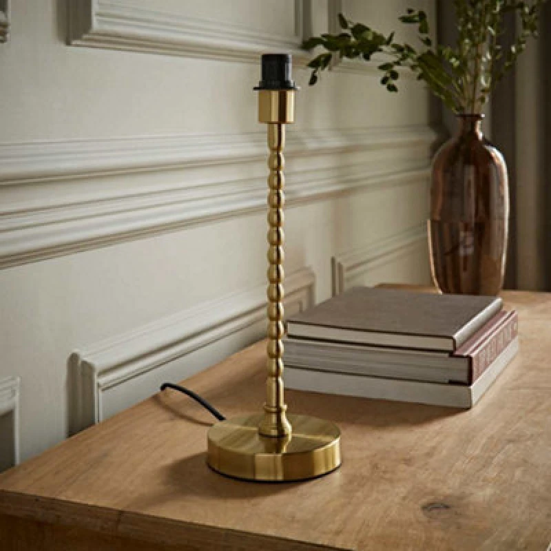 Image of ValueLights ValueLights Maeve Bobbin Bobbled Metal Table Lamp Base in Gold Gold One Size Unisex 5016529272618