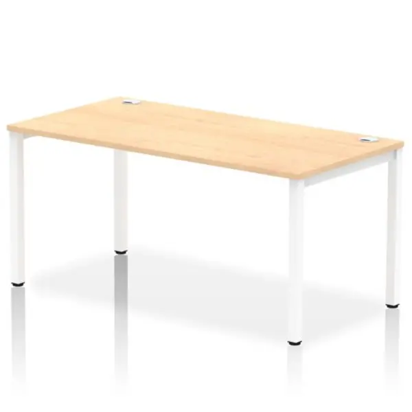 Image of Impulse Bench Single Row 1600 White Frame Office Bench Desk Maple